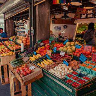Market stall selling fresh produce